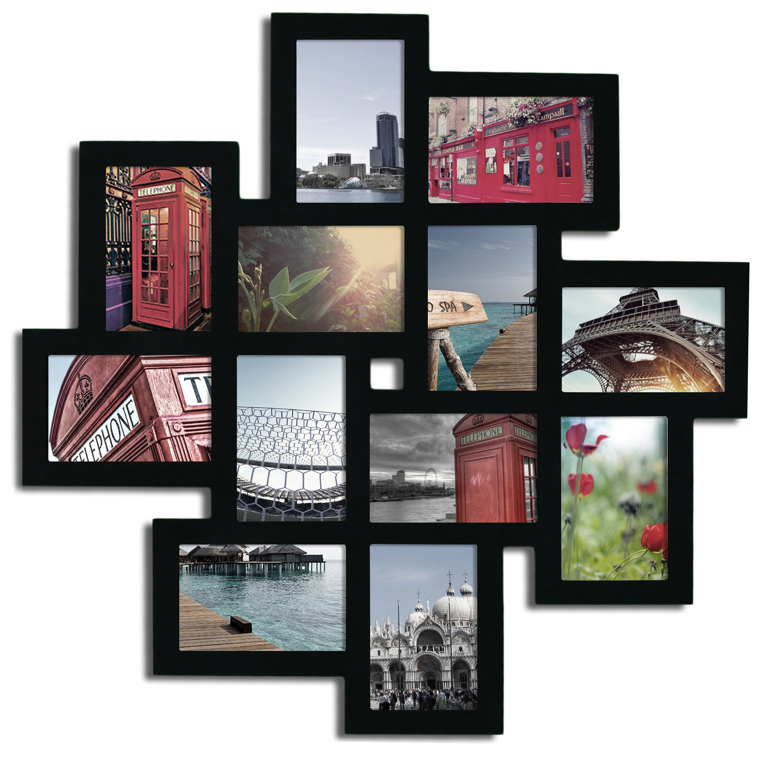Latitude Run 12 Opening Decorative Wood Photo Collage Wall Hanging